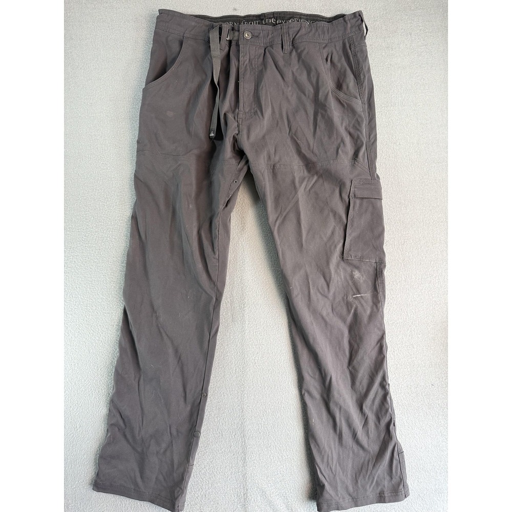 PrAna Zion Pants Mens 40x32 Gray Regular Fit Cargo Nylon Hiking Travel Outdoor